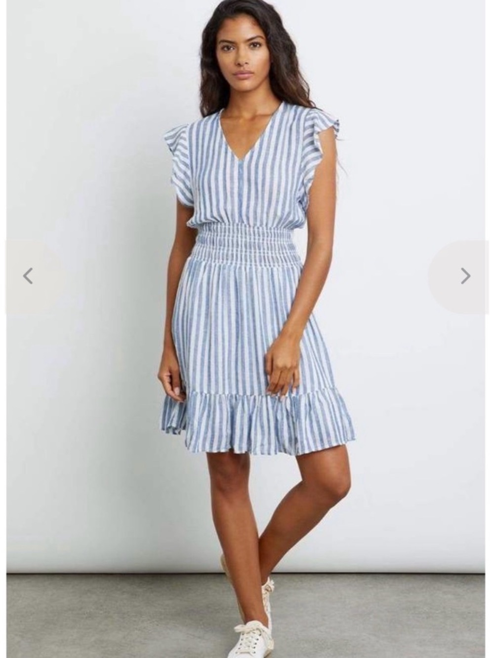 Rails Tara Echo Stripe Dress Flutter Sleeves Lined Skirt Size Small